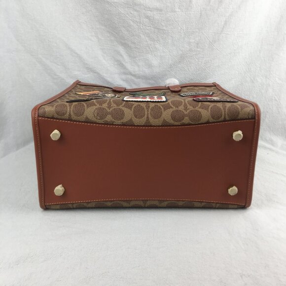 Coach Field Tote In Signature Canvas With Patches - Picture 7 of 11